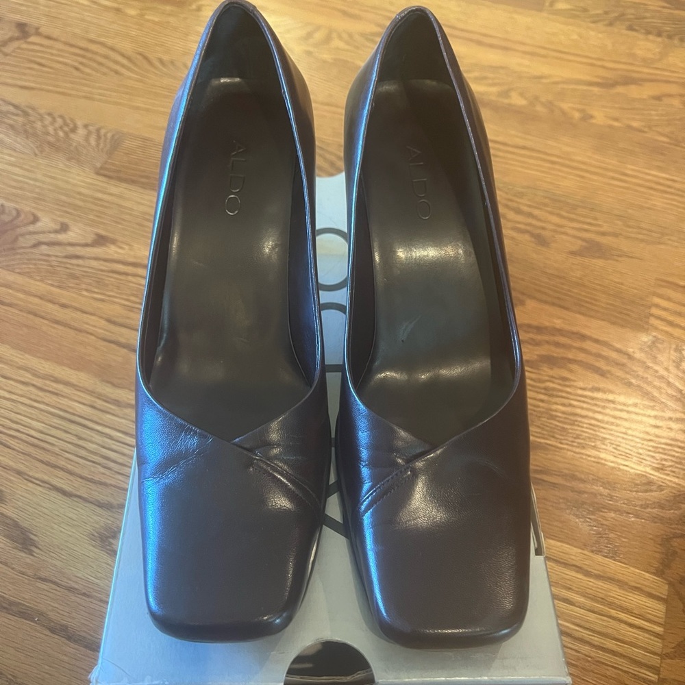 Aldo heels brown leather size 38